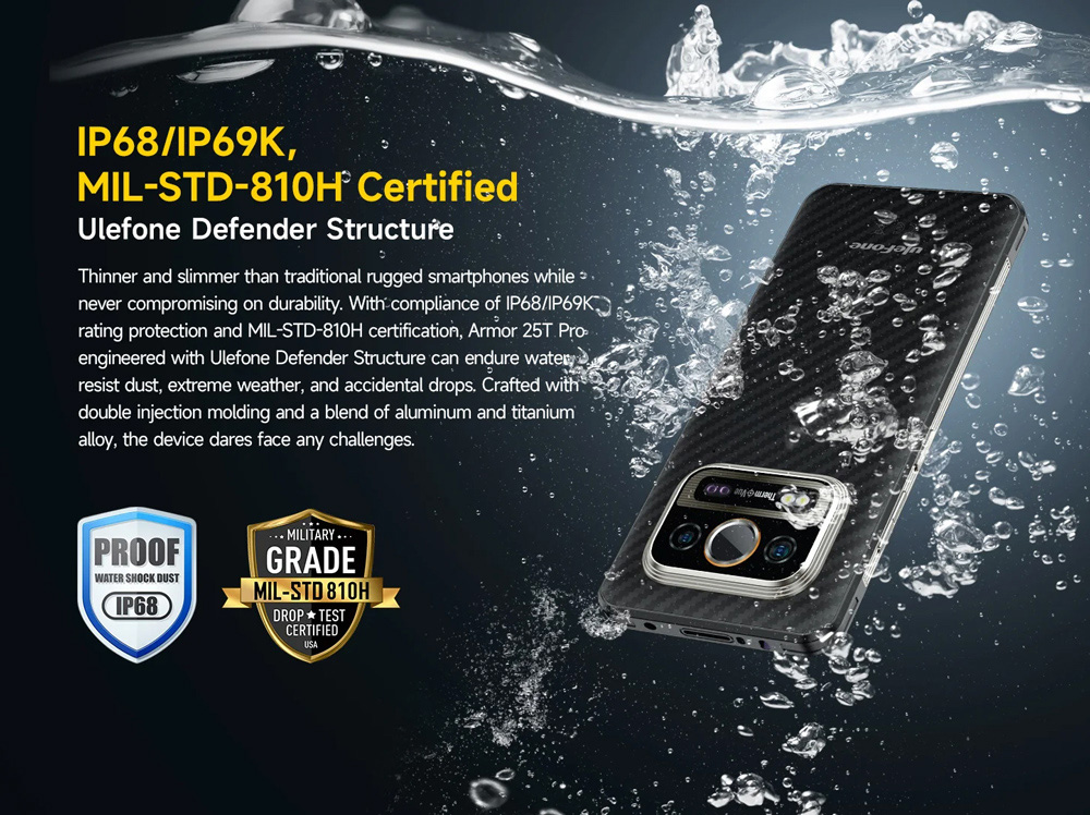 ULEFONE smartphone Armor 25T Pro, 6.78", 8/256GB, 5G, 6500mAh, IP68/IP69K/MIL-STD-810H, μαύρο - Image 8