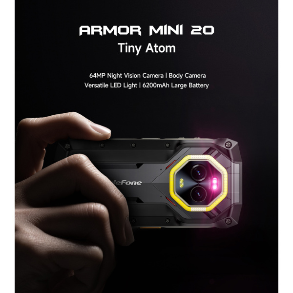Alternative view of ULEFONE smartphone Armor Mini 20, 4.7", 8/256GB, 4G, 6200mAh, IP68/IP69K, μαύρο