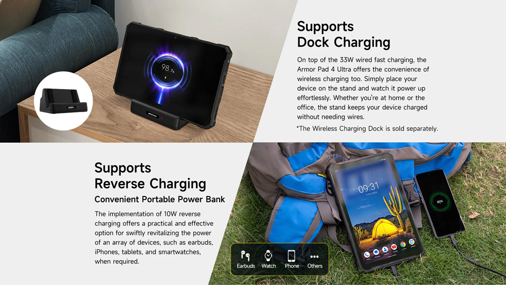 ULEFONE tablet Armor Pad 4 Ultra, 10.36", 8/256GB, 11800mAh, IP68/IP69K, 5G, μαύρο - Image 4