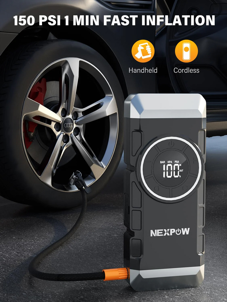 NEXPOW εκκινητής μπαταρίας & συμπιεστής αέρος NP2, 12V/3000A, 150PSI, 12000mAh - Image 3