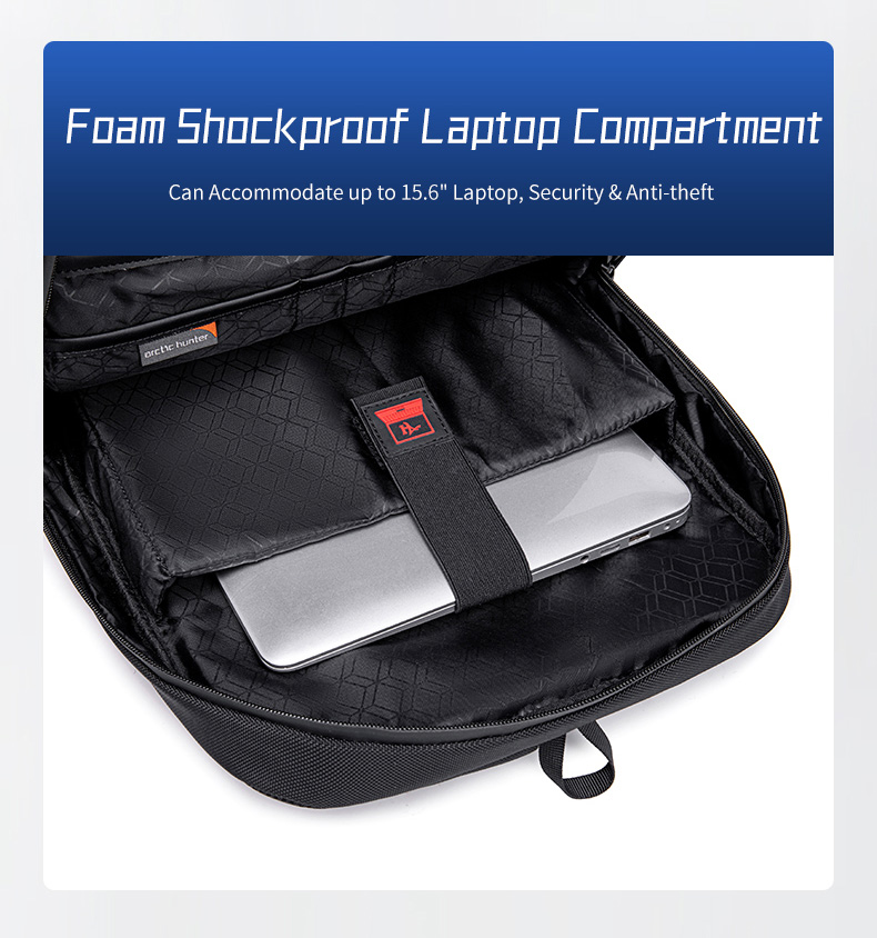 ARCTIC HUNTER τσάντα πλάτης B00111 με θήκη laptop 15.6", 20L, μαύρη - Image 4