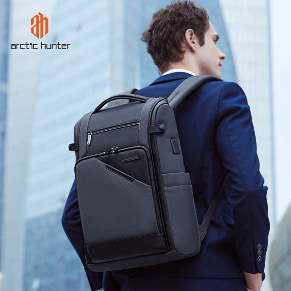 Alternative view of ARCTIC HUNTER τσάντα πλάτης B00675 με θήκη laptop 15.6", USB, 15L, γκρι