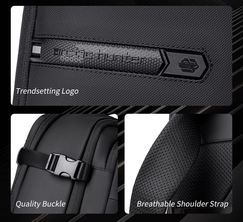 ARCTIC HUNTER τσάντα πλάτης B00866 με θήκη laptop 15.6", αεροστεγής θήκη, 35.5L/49.5L, μαύρη - Image 3