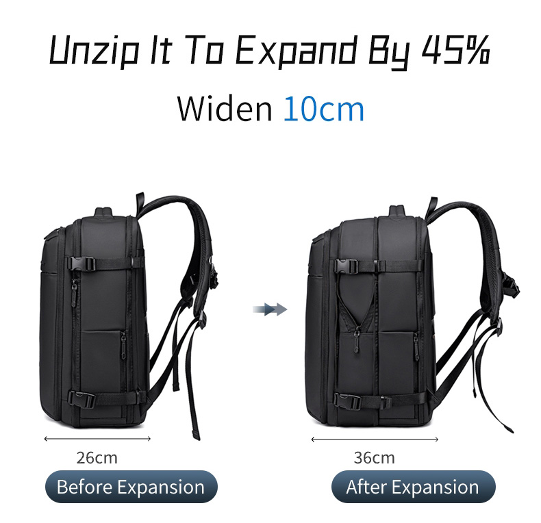 ARCTIC HUNTER τσάντα πλάτης B00866 με θήκη laptop 15.6", αεροστεγής θήκη, 35.5L/49.5L, μαύρη - Image 5