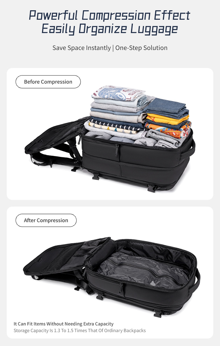 ARCTIC HUNTER τσάντα πλάτης B00866 με θήκη laptop 15.6", αεροστεγής θήκη, 35.5L/49.5L, μαύρη - Image 6