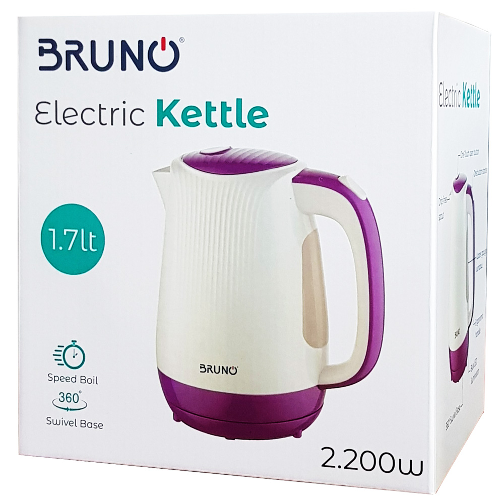 BRUNO ηλεκτρικός βραστήρας BRN-0001, 2200w, 1.7lt, βάση 360°, LED - Image 3
