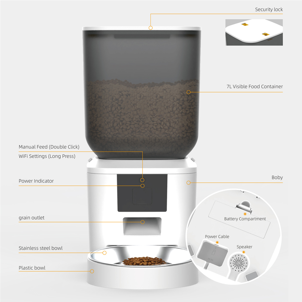 BRUNO smart ταΐστρα κατοικίδιων BRN-0269, 7L, WiFi, λευκή - Image 7