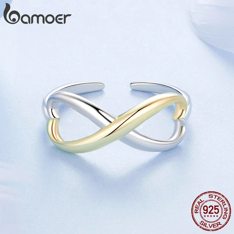 BAMOER δαχτυλίδι BSR622-E, ανοιγόμενο, ασήμι 925, ασημί/χρυσό - Image 3