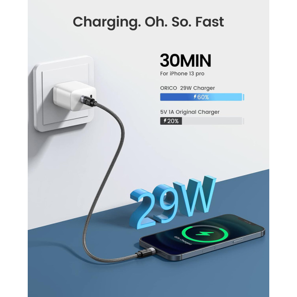 Alternative view of ORICO καλώδιο Lightning σε USB-C C2L, 29W, 480Mbps, 1m, μαύρο