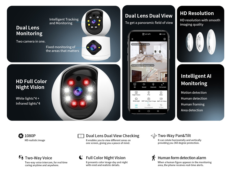 VSTARCAM smart κάμερα C992DR, 3MP, dual lens, Wi-Fi, PTZ, SD - Image 3
