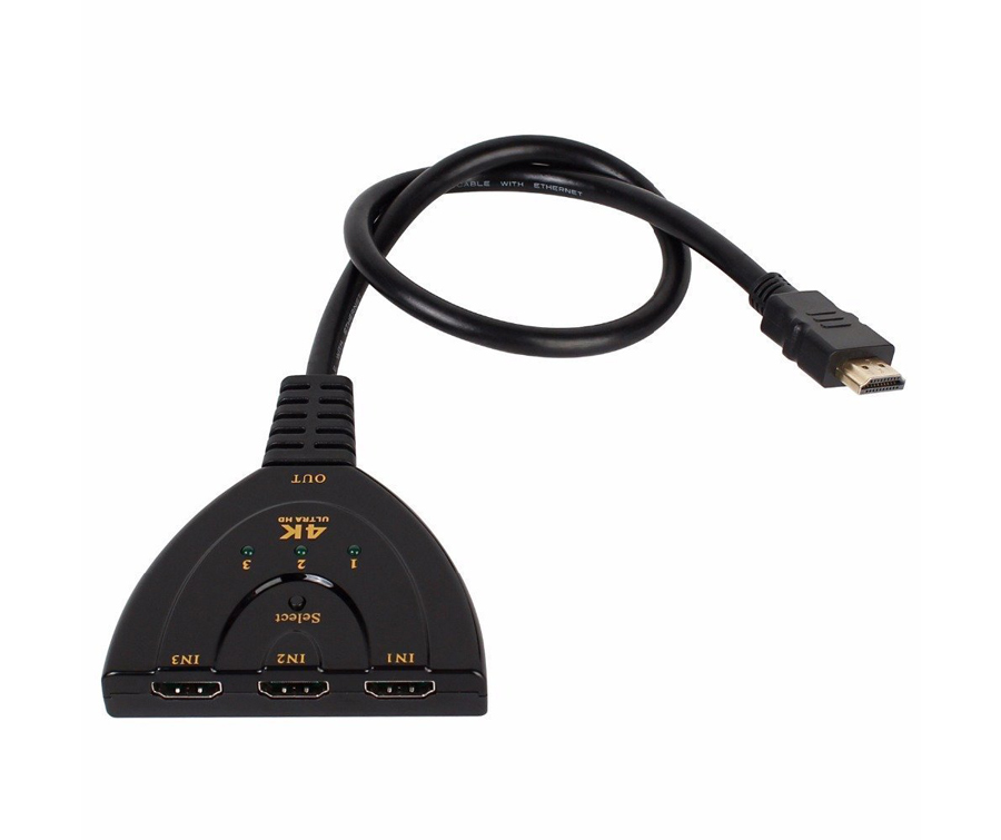 POWERTECH HDMI Switch CAB-H077, 3 σε 1, 4K, 0.50m, μαύρο - Image 2