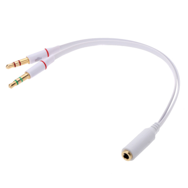 Alternative view of POWERTECH καλώδιο 2x 3.5mm σε 3.5mm θηλυκό CAB-J048, 0.2m, λευκό