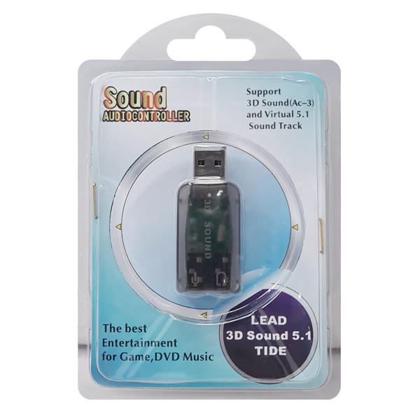Alternative view of POWERTECH κάρτα ήχου USB CAB-U036, 5.1CH, έξοδος μικροφώνου & ακουστικού