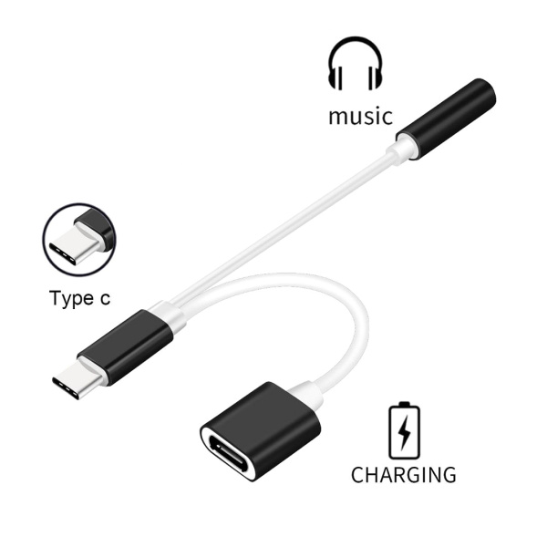 Alternative view of POWERTECH αντάπτορας USB-C σε USB-C & 3.5mm θηλυκό CAB-UC030, λευκός