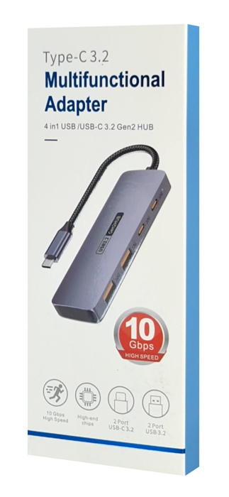 POWERTECH USB hub CAB-UC082, 4x θυρών, 10Gbps, USB-C σύνδεση, γκρι - Image 3