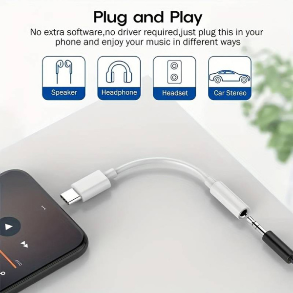 Alternative view of POWERTECH αντάπτορας USB-C σε 3.5mm CAB-UC088, λευκός