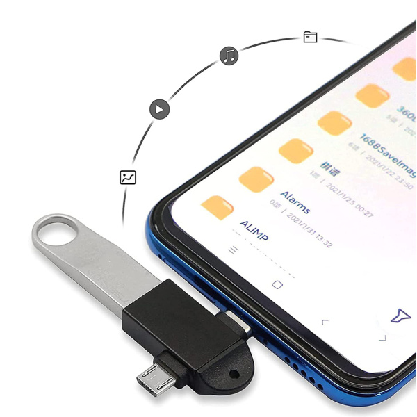 Alternative view of POWERTECH αντάπτορας USB σε USB-C & micro USB CAB-UC090, 5Gbps, μαύρος