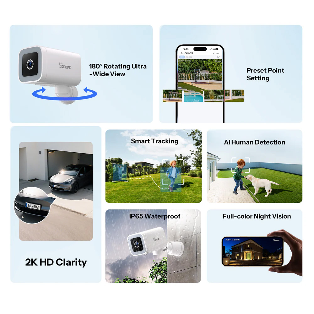 SONOFF smart κάμερα CAM-B1P, 2K, WiFi, SD - Image 6