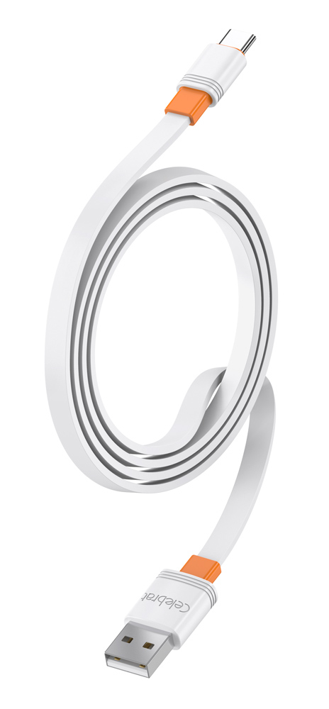 CELEBRAT καλώδιο USB-C σε USB CB-33C, flat, 3A, 1m, λευκό - Image 3