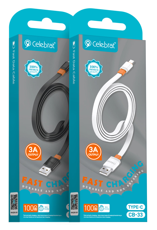 CELEBRAT καλώδιο USB-C σε USB CB-33C, flat, 3A, 1m, λευκό - Image 4