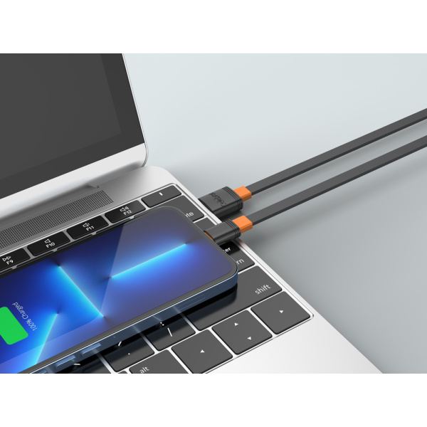 Alternative view of CELEBRAT καλώδιο Lightning σε USB CB-33L, flat, 2.4A, 1m, μαύρο