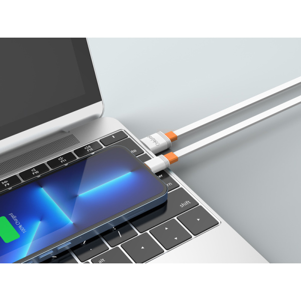Alternative view of CELEBRAT καλώδιο micro USB σε USB CB-33M, flat, 2.1A, 1m, λευκό