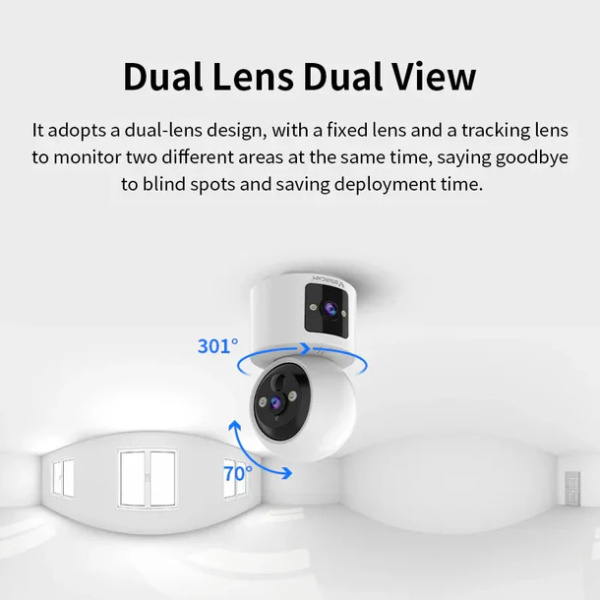 Alternative view of VSTARCAM smart κάμερα CB90DR, 2MP, dual lens, WiFi, PTZ, SD, 5200mAh backup battery