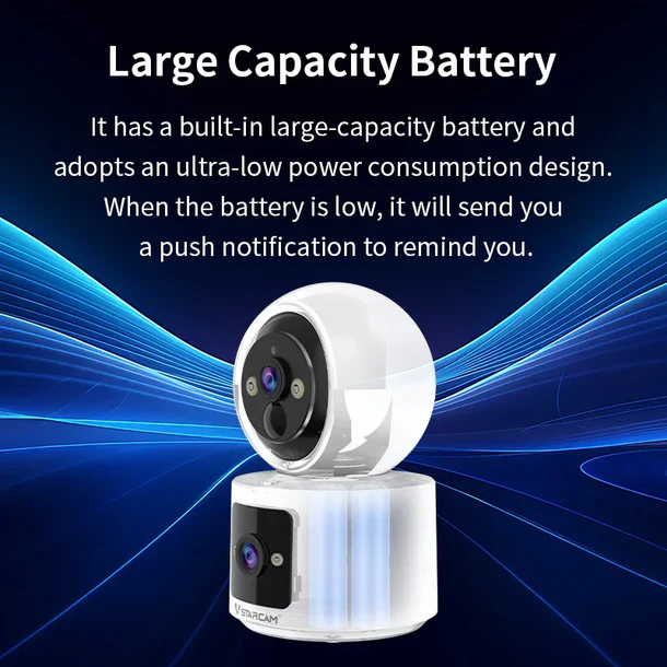 VSTARCAM smart κάμερα CB90DR, 2MP, dual lens, WiFi, PTZ, SD, 5200mAh backup battery - Image 6