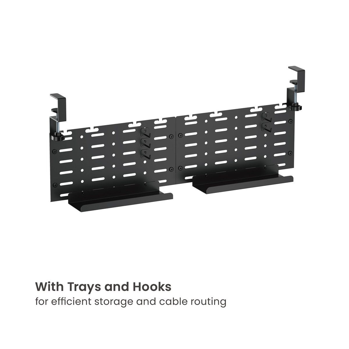 BRATECK cable management γραφείου CC11-20-2, μεταλλικό, 768x63x307mm, μαύρο - Image 5
