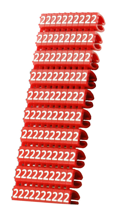 POWERTECH Clip αρίθμησης καλωδίου Νο 2, Red, 10τεμ.