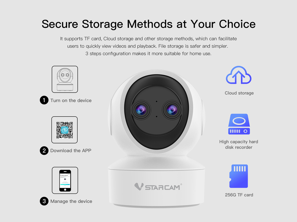 VSTARCAM smart κάμερα CS49D, 3MP, dual lens, WiFi, PTZ, SD - Image 4