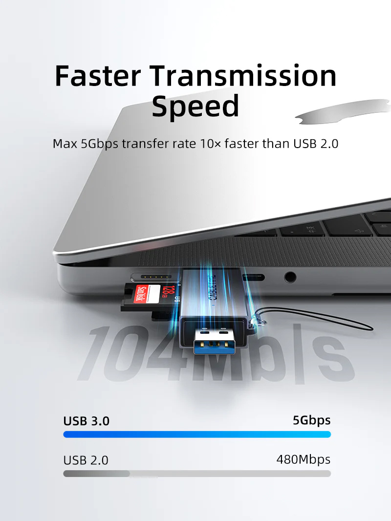 CABLETIME card reader CT-ACSD3-AG, SD/micro SD, USB/USB-C, 5Gbps, γκρι - Image 2