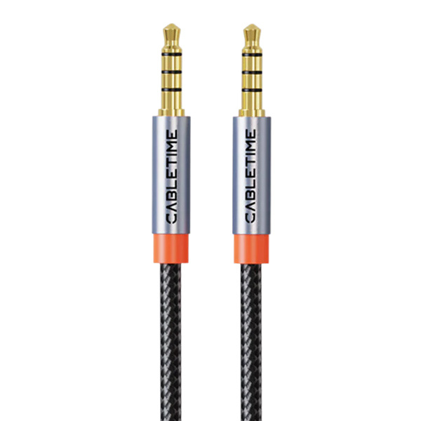 CABLETIME καλώδιο ήχου 3.5mm CT-AM35M, gold plated, 1m, μαύρο