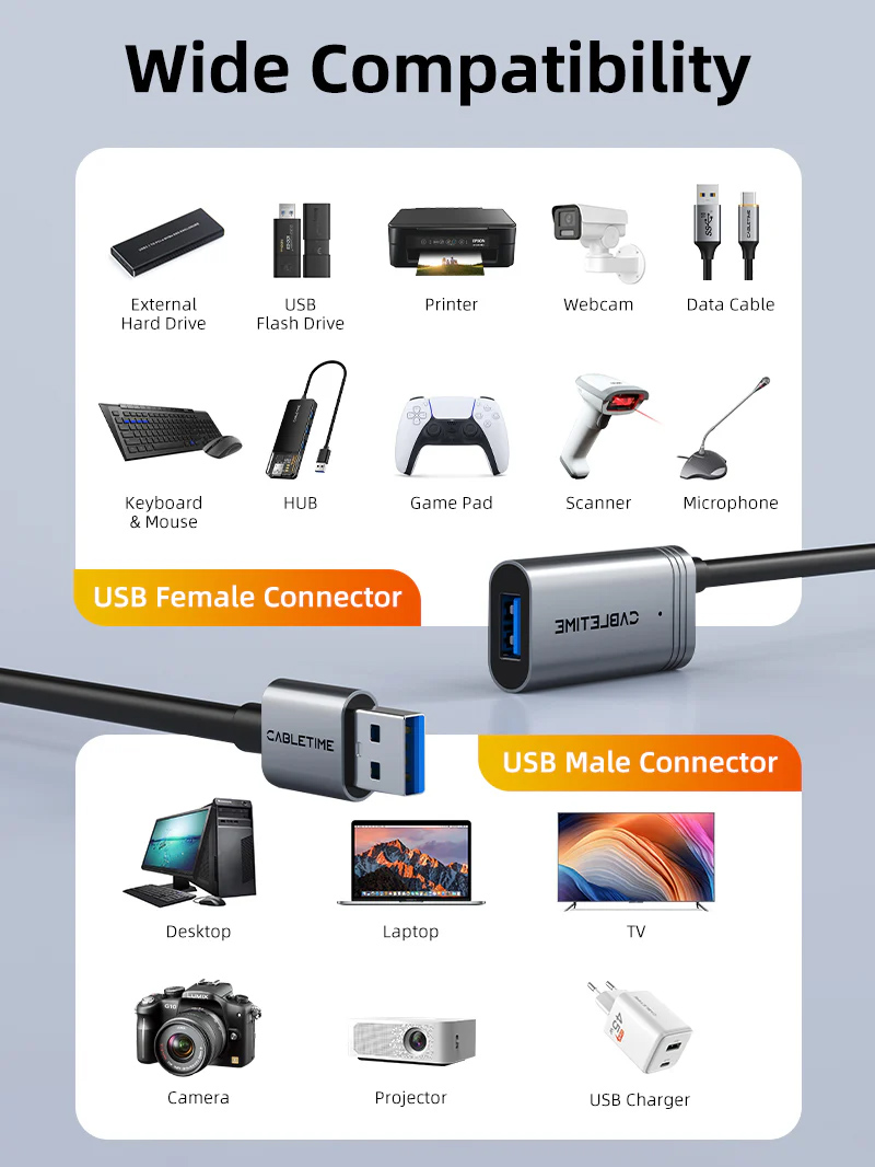 CABLETIME καλώδιο προέκτασης USB CT-AMAFA3, active, 5Gbps, 5m, μαύρο - Image 8