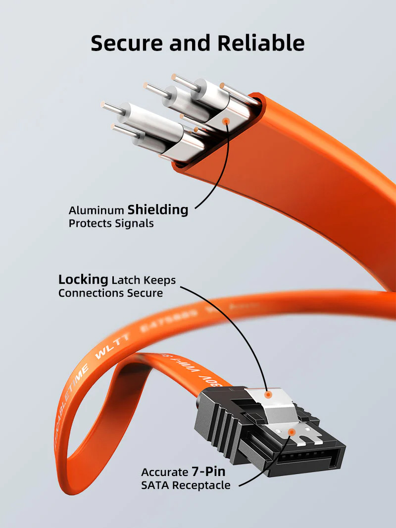 CABLETIME καλώδιο SATA III CT-SATA3, 6Gbps, 0.50m, πορτοκαλί - Image 4