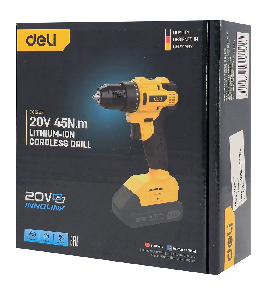 DELI δράπανο μπαταρίας DC120Z, Brushless, 20V, 45N.m - Image 4