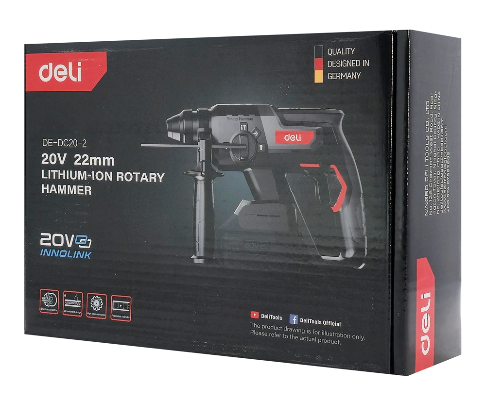 DELI κρουστικό σκαπτικό μπαταρίας DE-DC20-2, Brushless, 20V, 2J - Image 3