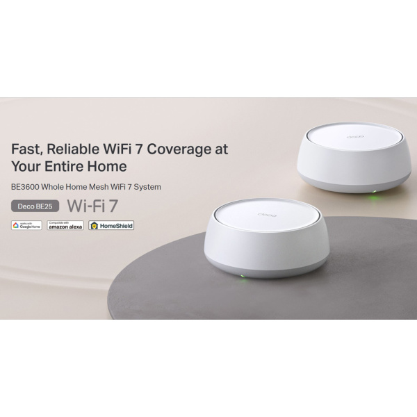 Alternative view of TP-LINK Home Mesh WiFi 7 System Deco BE25, 3600Mbps ΒΕ3600, V1.0, 2τμχ