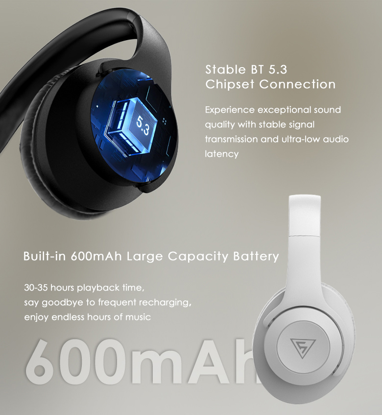 DOQAUS headphones DESIGN 2, ασύρματα & ενσύρματα, Φ40mm, 600mAh, μαύρα - Image 5