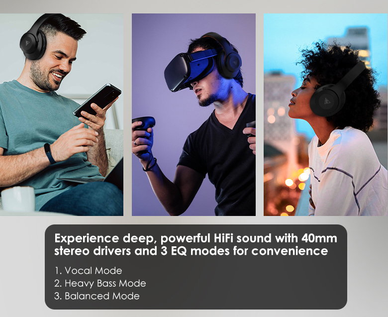DOQAUS headphones DESIGN 2, ασύρματα & ενσύρματα, Φ40mm, 600mAh, μαύρα - Image 6