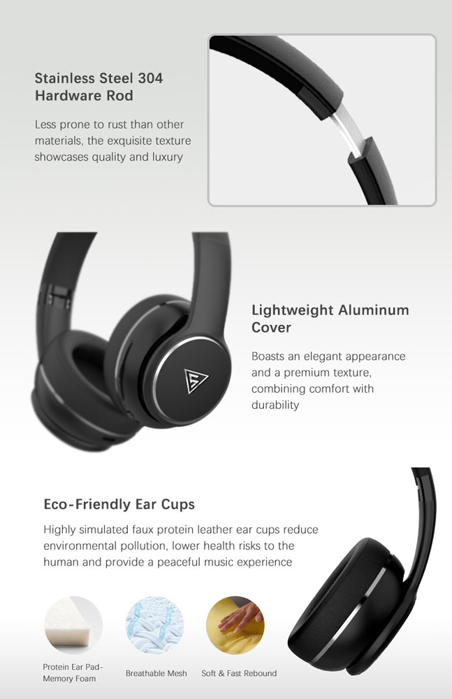 DOQAUS headphones DESIGN 3, ασύρματα & ενσύρματα, Φ40mm, 600mAh, μαύρα - Image 6