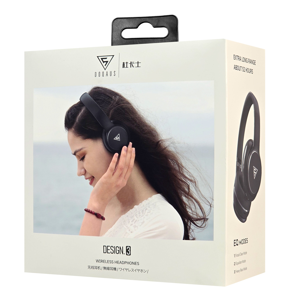 DOQAUS headphones DESIGN 3, ασύρματα & ενσύρματα, Φ40mm, 600mAh, μαύρα - Image 7