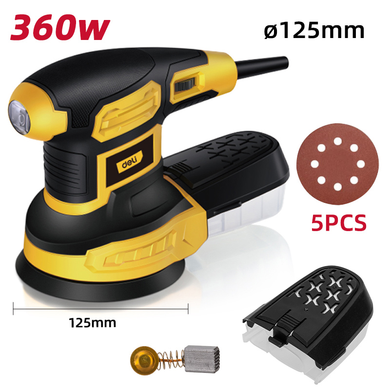 DELI έκκεντρο τριβείο DL-SG125-E3, 360W, Φ125mm, ρυθμιζόμενη ταχύτητα & συλλέκτη - Image 2