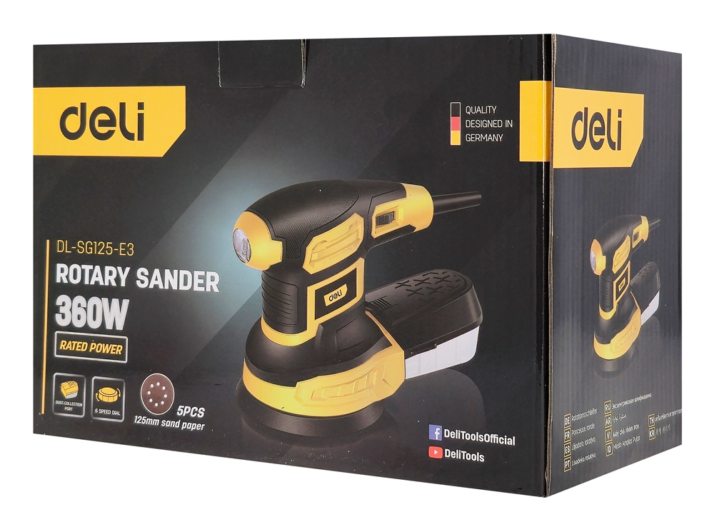DELI έκκεντρο τριβείο DL-SG125-E3, 360W, Φ125mm, ρυθμιζόμενη ταχύτητα & συλλέκτη - Image 3