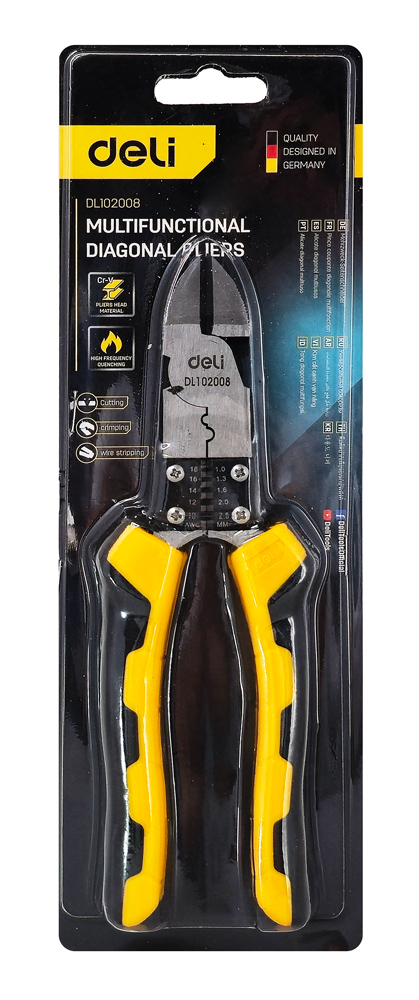 DELI πλαγιοκόφτης/απογυμνωτής καλωδίων DL102008, 1.0~2.6mm, 200mm - Image 4