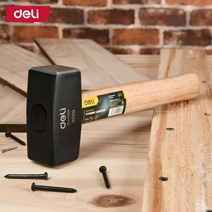 DELI βαριοπούλα DL448010 με ξύλινη λαβή, 1000gr, 270mm - Image 2