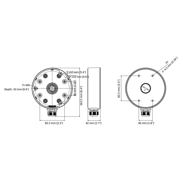 Alternative view of HIKVISION HIWATCH βάση κάμερας DS-1280ZJ-DM21, μεταλλική, λευκή
