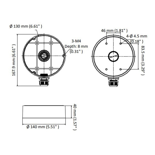 Alternative view of HIKVISION HIWATCH βάση κάμερας DS-1280ZJ-DM45, μεταλλική, λευκή