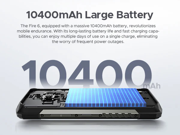 DOOGEE smartphone Fire 6, 6.56", 6/256GB, 10400mAh, IP68/IP69K, μαύρο - Image 3