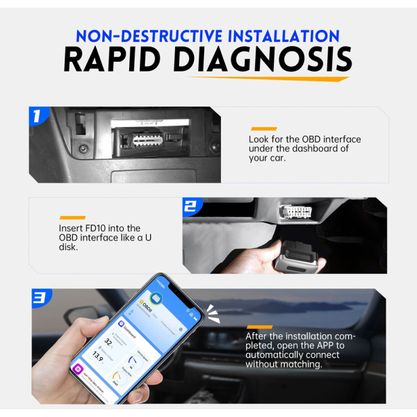 Alternative view of FNIRSI διαγνωστικό αυτοκινήτου OBD II FD10, Bluetooth